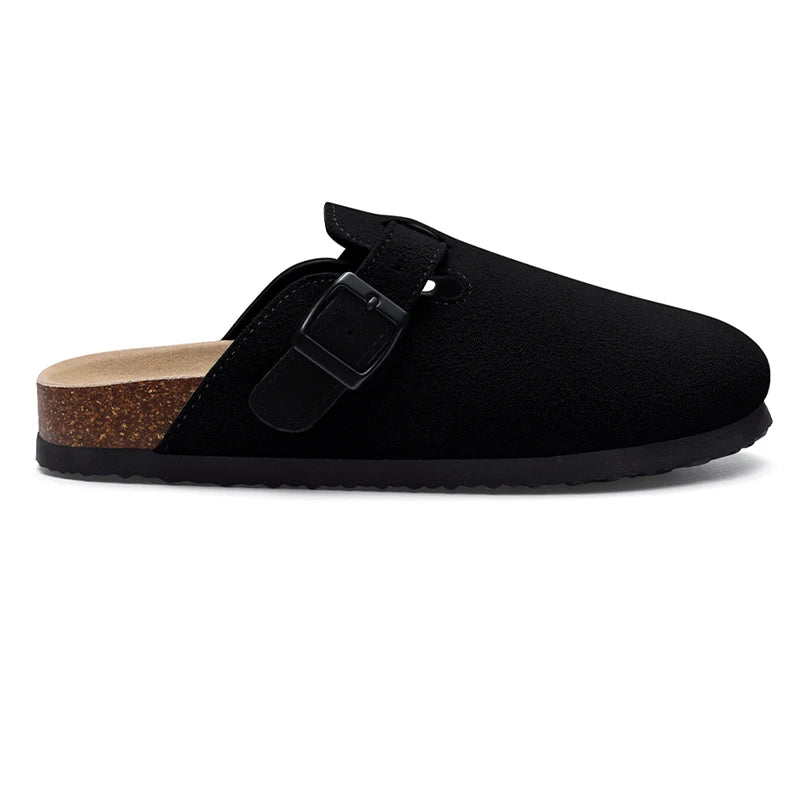 Smile Pop Suede Clogs Slippers Men Clogs Slippers Cork Footbed Beach Slippers Outdoor Nonslip Fashion Mules with Arch Support