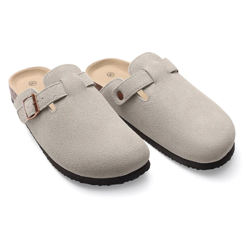 Smile Pop Suede Clogs Slippers Men Clogs Slippers Cork Footbed Beach Slippers Outdoor Nonslip Fashion Mules with Arch Support