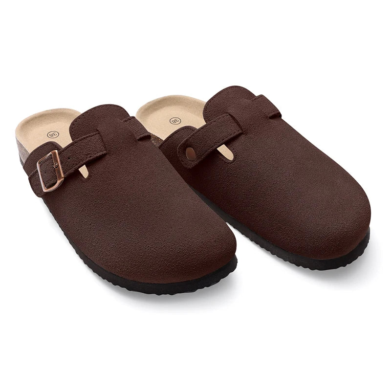 Smile Pop Suede Clogs Slippers Men Clogs Slippers Cork Footbed Beach Slippers Outdoor Nonslip Fashion Mules with Arch Support