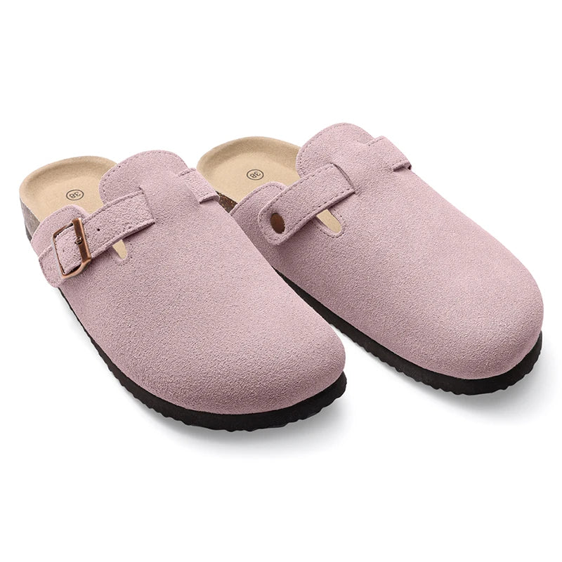 Smile Pop Suede Clogs Slippers Men Clogs Slippers Cork Footbed Beach Slippers Outdoor Nonslip Fashion Mules with Arch Support