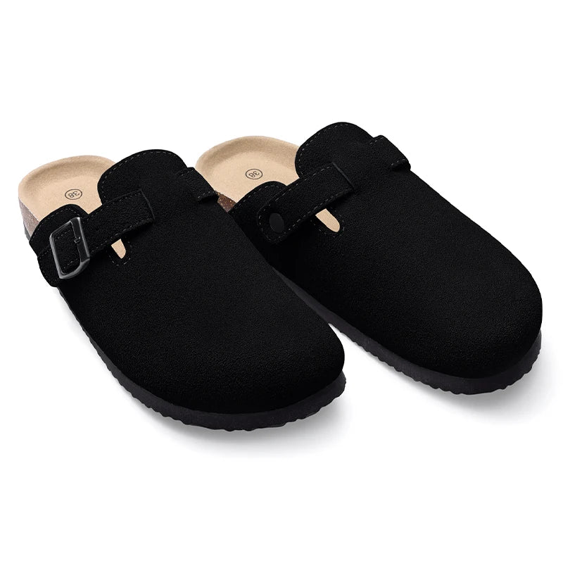 Smile Pop Suede Clogs Slippers Men Clogs Slippers Cork Footbed Beach Slippers Outdoor Nonslip Fashion Mules with Arch Support
