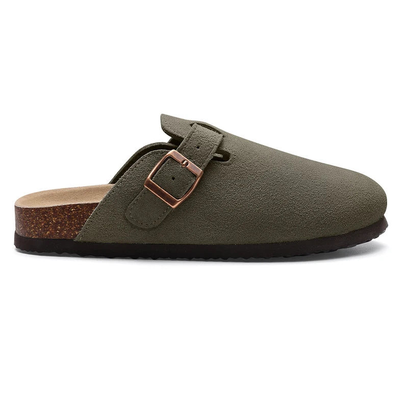 Smile Pop Suede Clogs Slippers Men Clogs Slippers Cork Footbed Beach Slippers Outdoor Nonslip Fashion Mules with Arch Support
