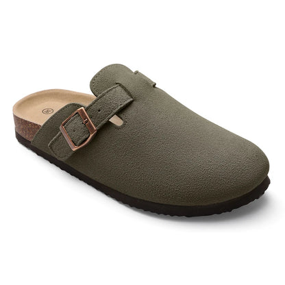 Smile Pop Suede Clogs Slippers Men Clogs Slippers Cork Footbed Beach Slippers Outdoor Nonslip Fashion Mules with Arch Support